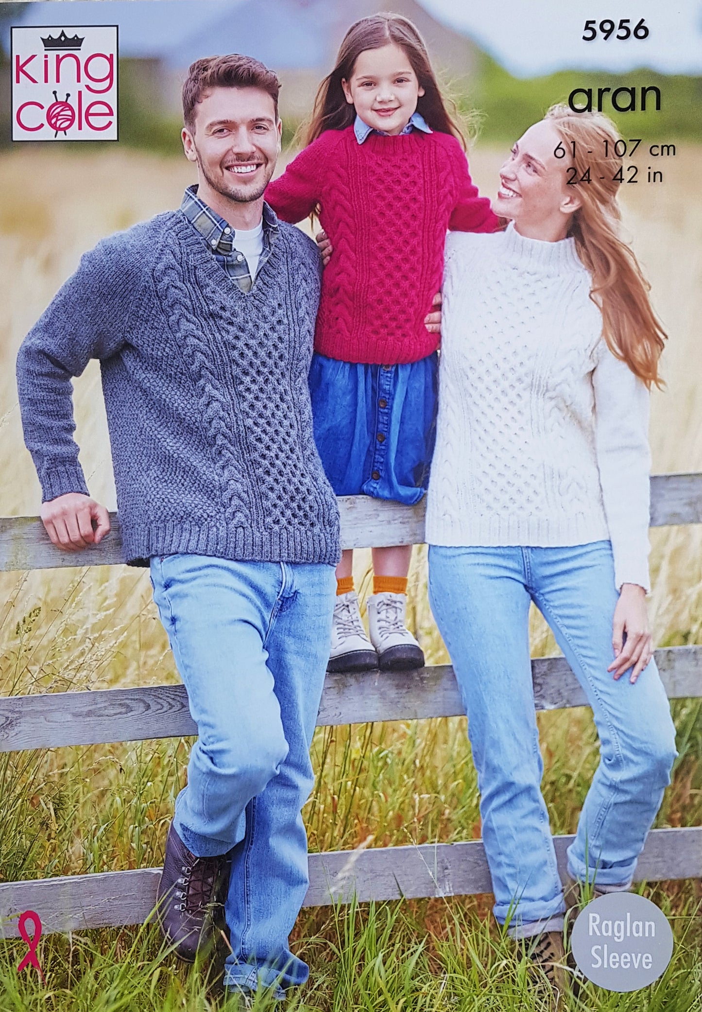 DIGITAL Knitting Pattern Family Cable Jumpers Mens Ladies Pure Wool Aran King Cole 5956