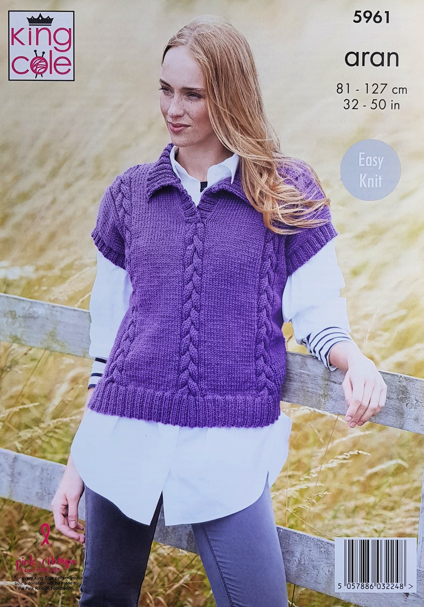 DIGITAL Knitting Pattern Ladies Cable Jumpers with Collar Pure Wool Aran King Cole 5961