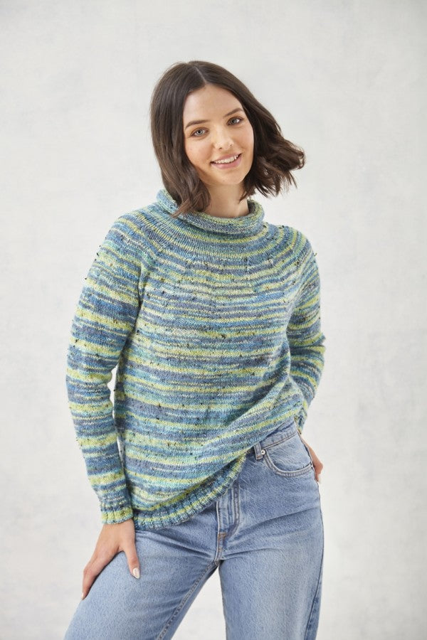 DIGITAL Knitting Pattern Ladies Round & Roll Neck Jumpers Prism DK 5996 King Cole