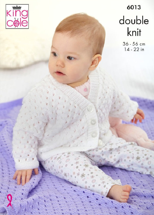 DIGITAL Knitting Pattern Baby Picot Cardigans & Blanket DK King Cole 6013