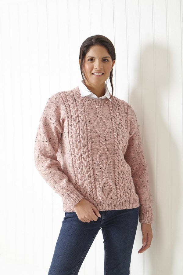 DIGITAL Knitting Pattern Ladies Round Neck Cable Jumper & Slipover DK King Cole 6035
