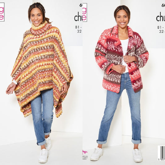 DIGITAL Knitting Pattern Ladies Jacket & Poncho Nordic Chunky King Cole 6073