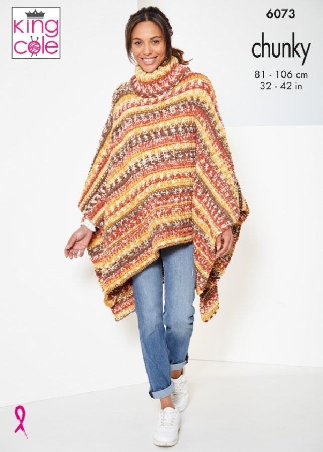 DIGITAL Knitting Pattern Ladies Jacket & Poncho Nordic Chunky King Cole 6073
