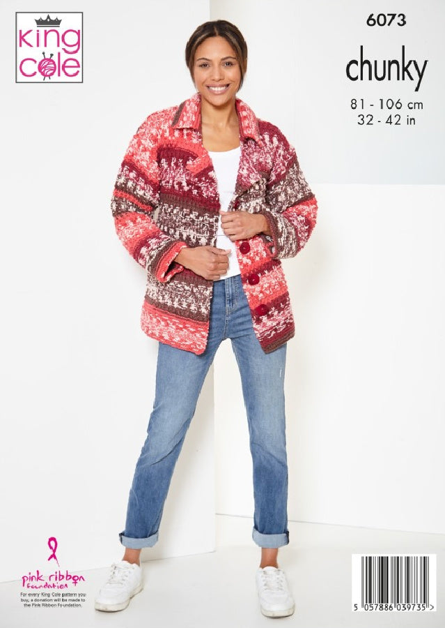DIGITAL Knitting Pattern Ladies Jacket & Poncho Nordic Chunky King Cole 6073