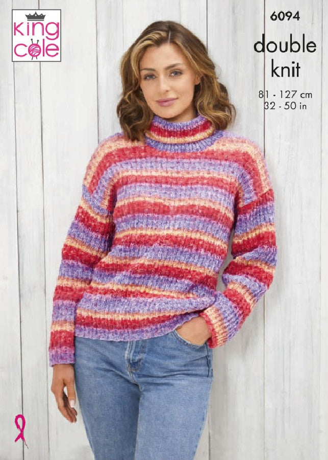 DIGITAL Knitting Pattern Women's Long Sleeve Jumper and Cardigan Bramble DK King Cole 6094