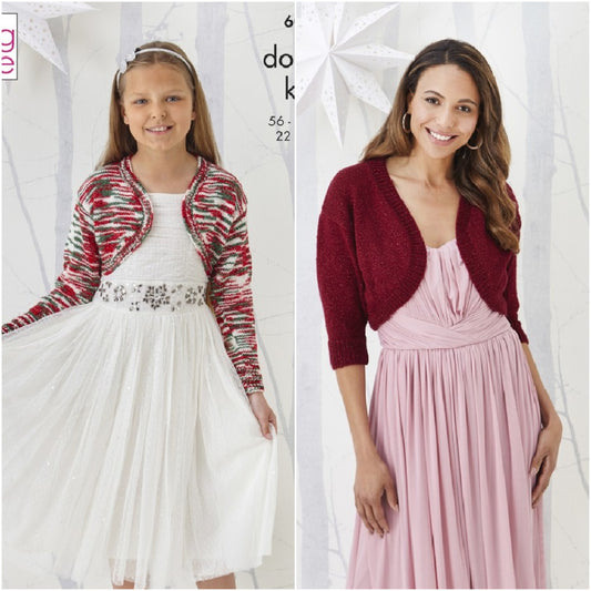 DIGITAL Knitting Pattern Ladies/Girls Bolero Cardigans DK King Cole 6095