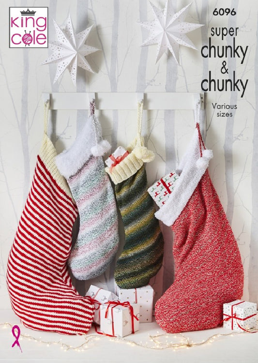 DIGITAL Knitting Pattern Christmas Stockings Chunky & Super Chunky King Cole 6096