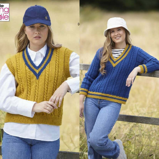 DIGITAL Knitting Pattern Ladies Sleeveless or Long Sleeve Cable Jumpers Aran 6097