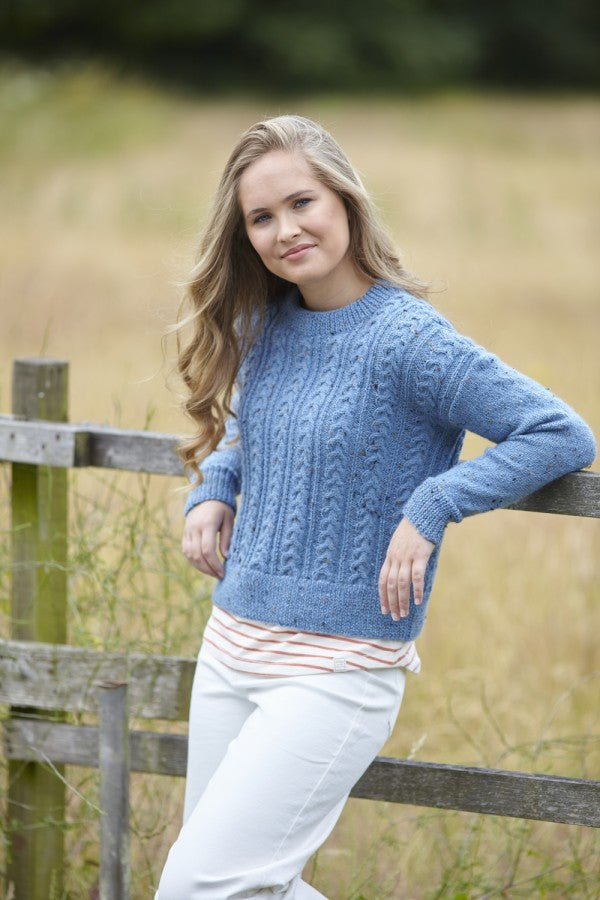 DIGITAL Knitting Pattern Ladies Round Neck Cable Jumper & Slipover DK King Cole 6099