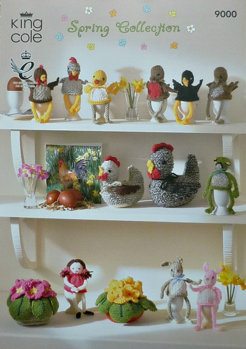 DIGITAL Knitting Pattern Selection Easter Soft Toys Hens Egg Cosy Flowers DK King Cole 9000