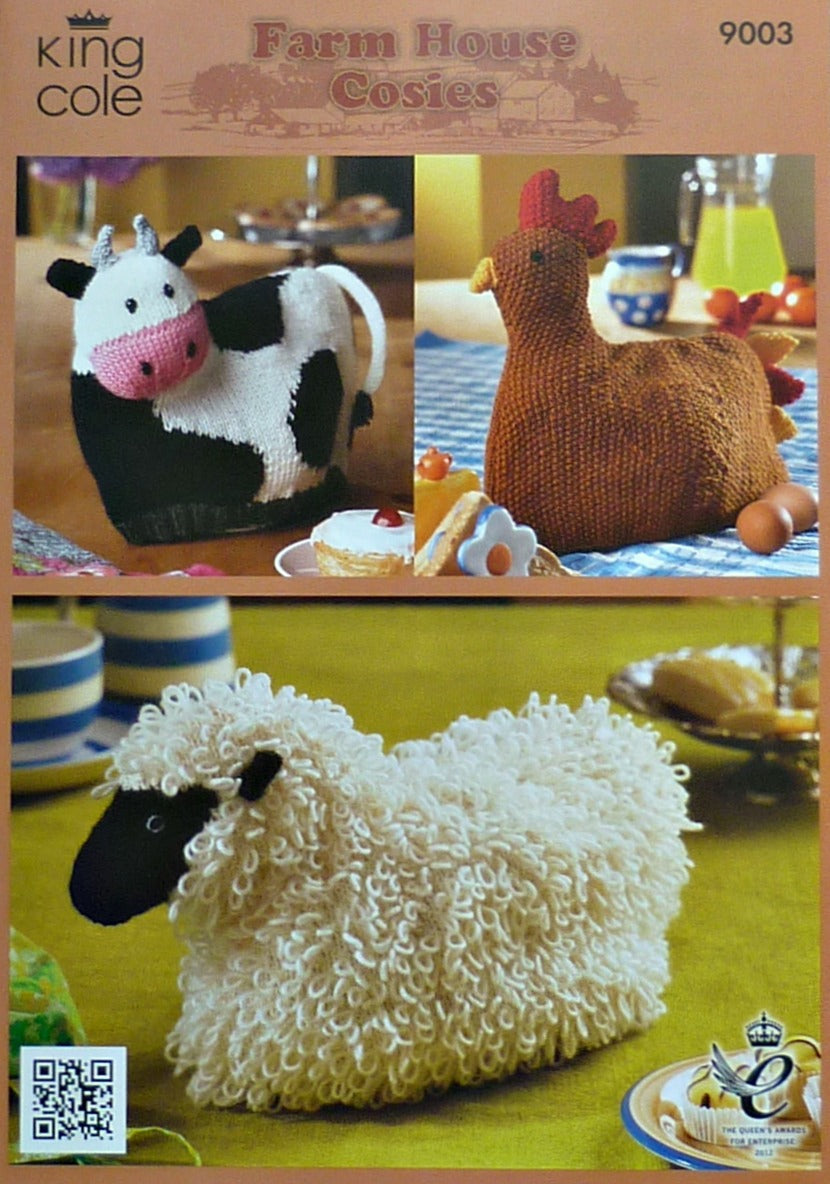 DIGITAL Knitting Pattern Cow Sheep Hen Tea Cosy DK King Cole 9003