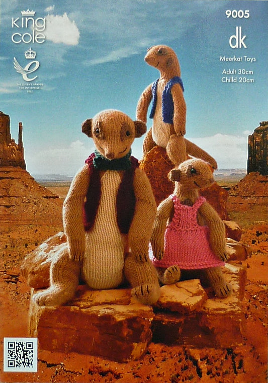 DIGITAL Knitting Pattern 2 sizes Meercat Stuffed Toys DK King Cole 9005