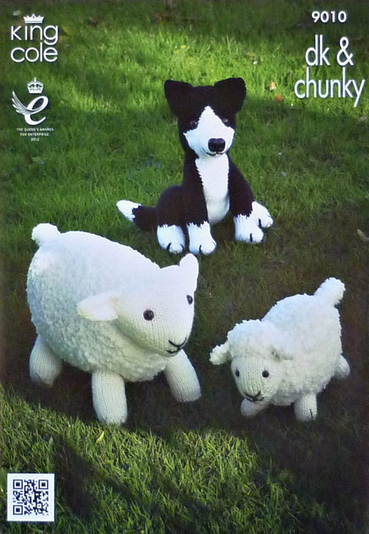 DIGITAL Knitting Pattern Sheep, Lamb and Sheepdog Toys DK King Cole 9010