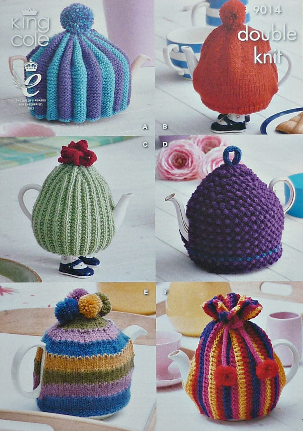 DIGITAL Knitting Pattern 6 Designs Tea Cosy DK King Cole 9014