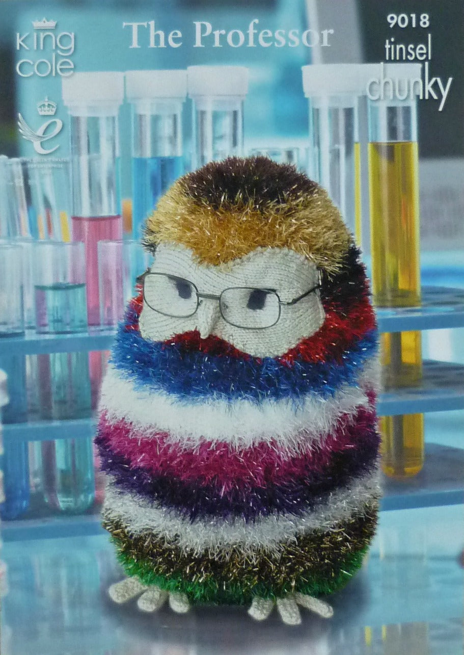 DIGITAL Knitting Pattern Giant Rainbow Professor Owl & Hedgehog Toys Tinsel Yarn King Cole 9018