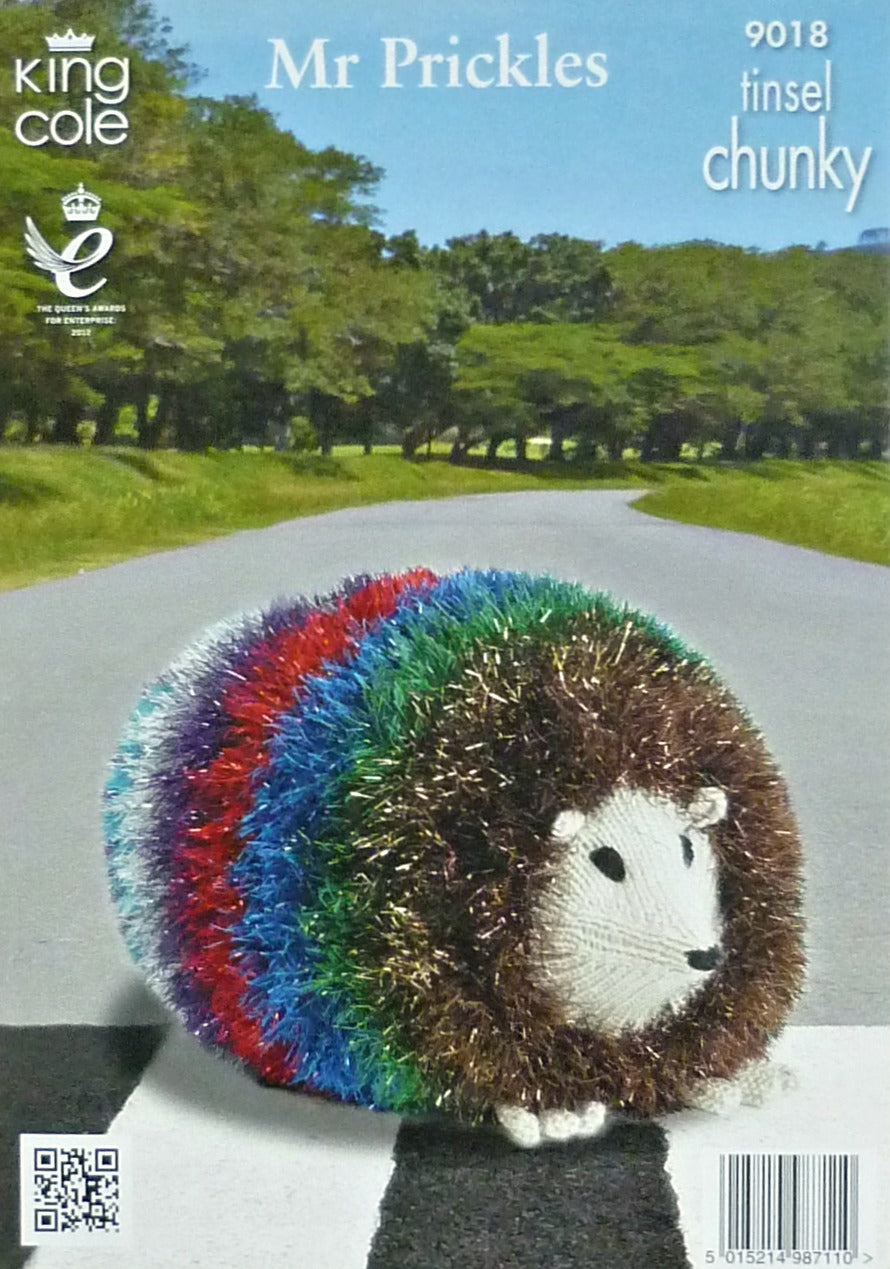 DIGITAL Knitting Pattern Giant Rainbow Professor Owl & Hedgehog Toys Tinsel Yarn King Cole 9018