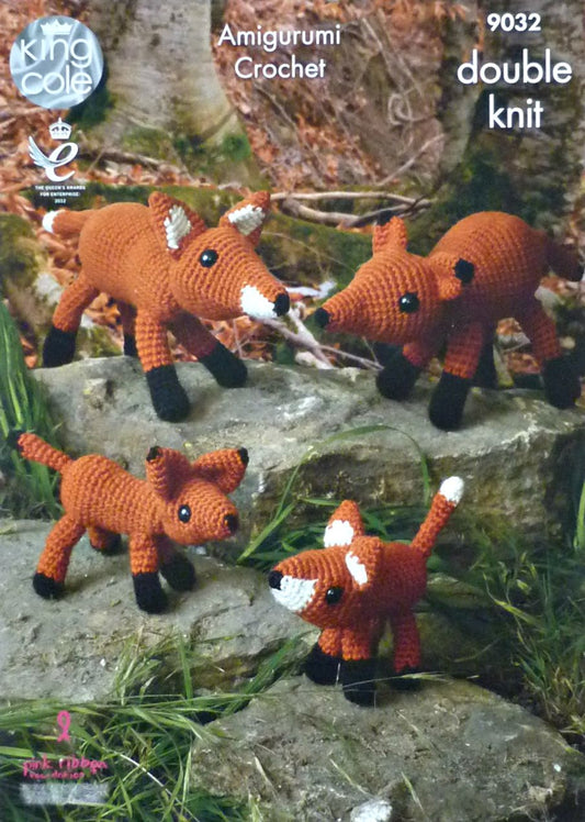 DIGITAL Crochet Pattern Amigurumi Soft Toys The Fox Family DK King Cole 9032