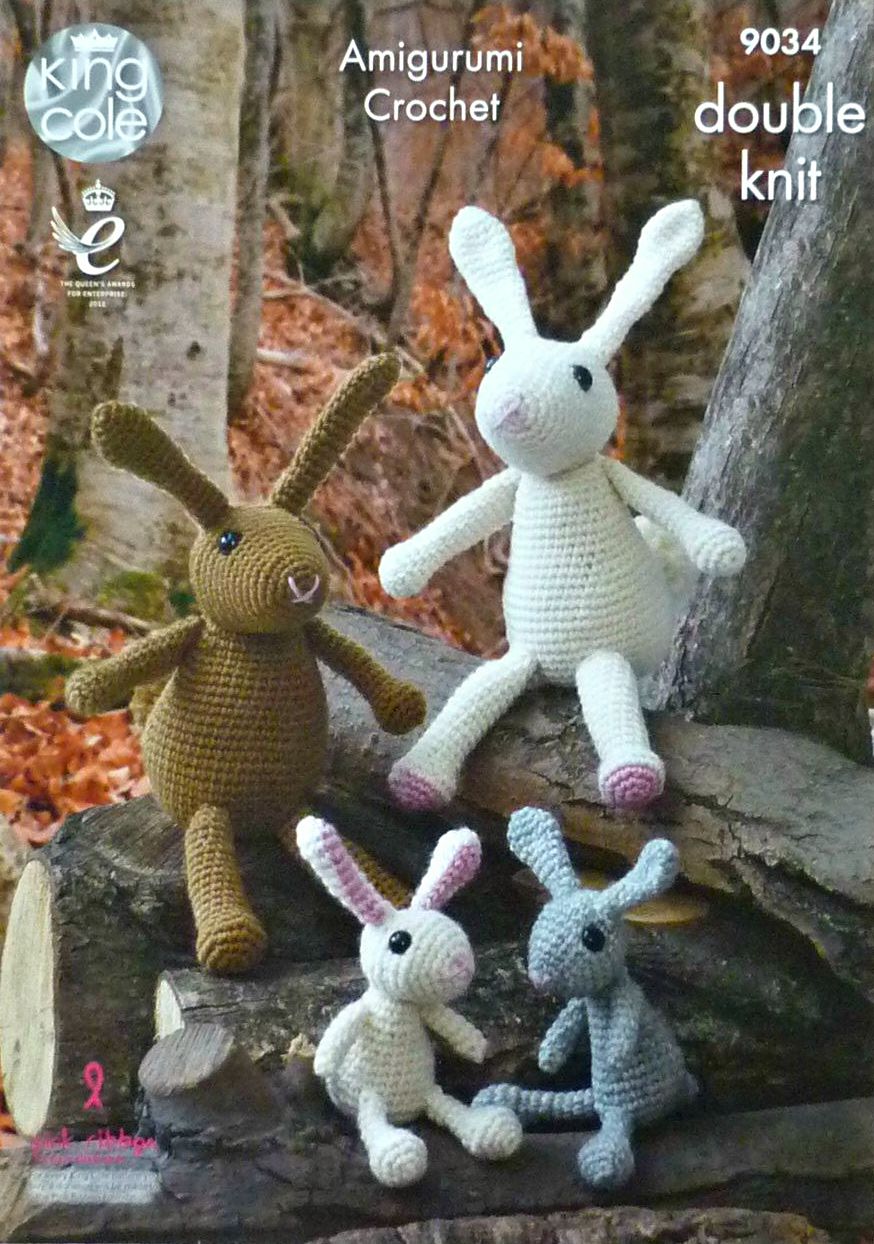 DIGITAL Crochet Pattern Amigurumi Soft Toys The Bunny Rabbit Family DK King Cole 9034