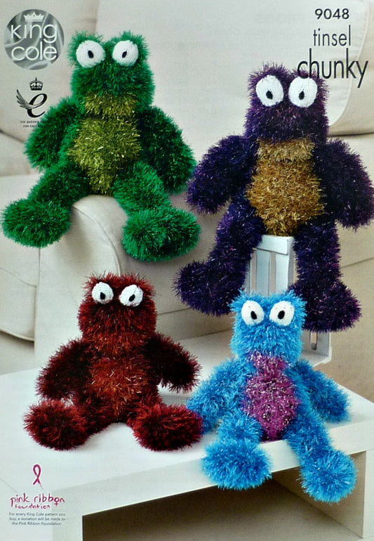 DIGITAL Knitting Pattern Large and Small Frogs Tinsel Yarn King Cole 9048