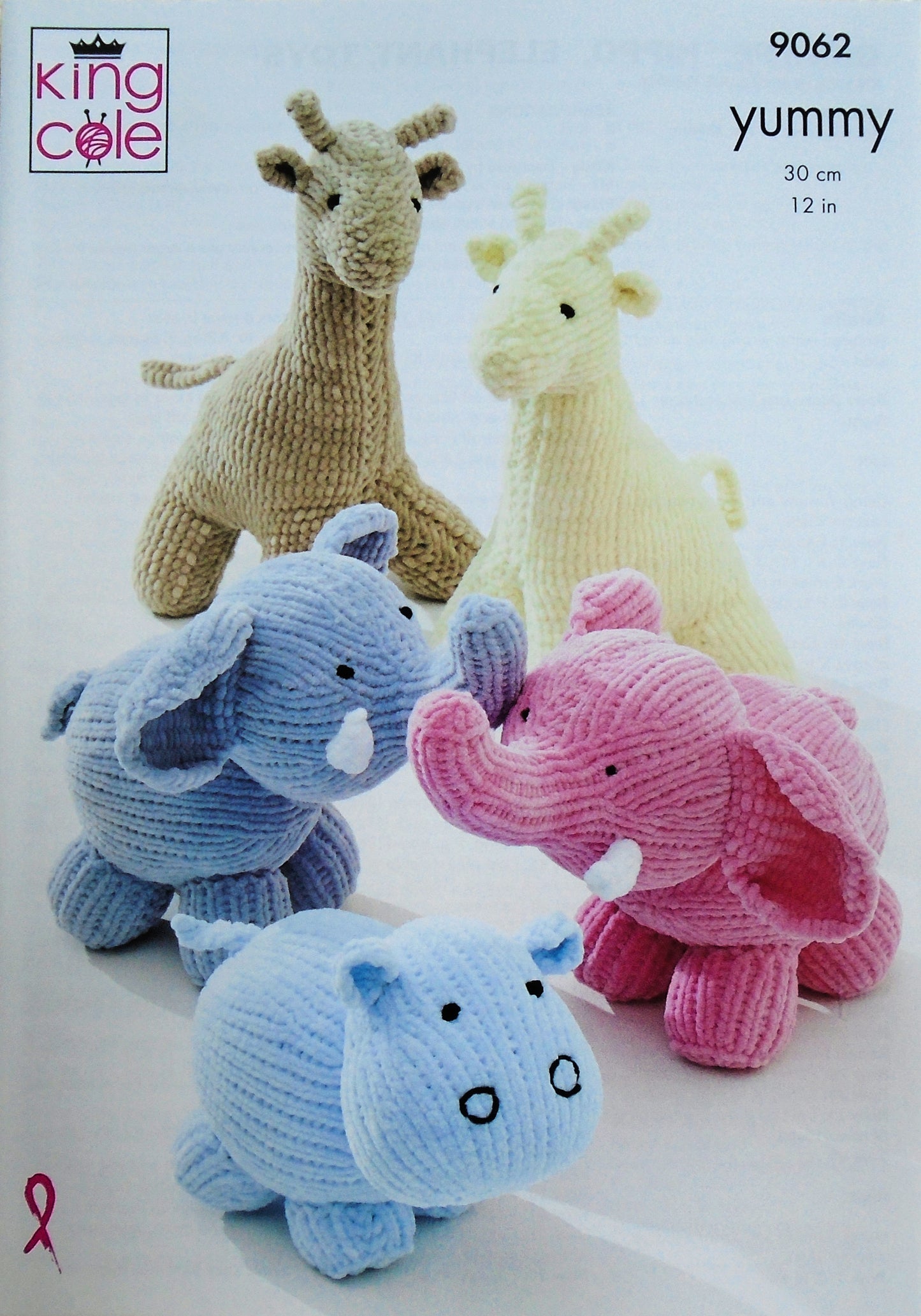 DIGITAL Knitting Pattern Giraffe Hippo Elephant Toys KNITTING PATTERN King Cole 9062