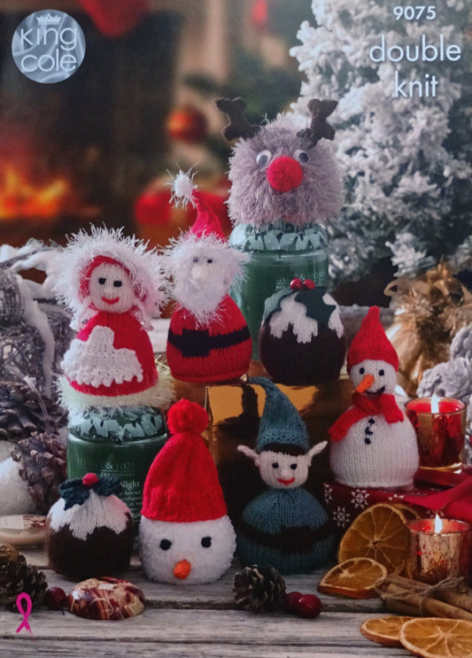 DIGITAL Knitting Pattern Christmas Sweet Cosies Elf Santa Snowman Xmas Pudding DK King Cole 9075