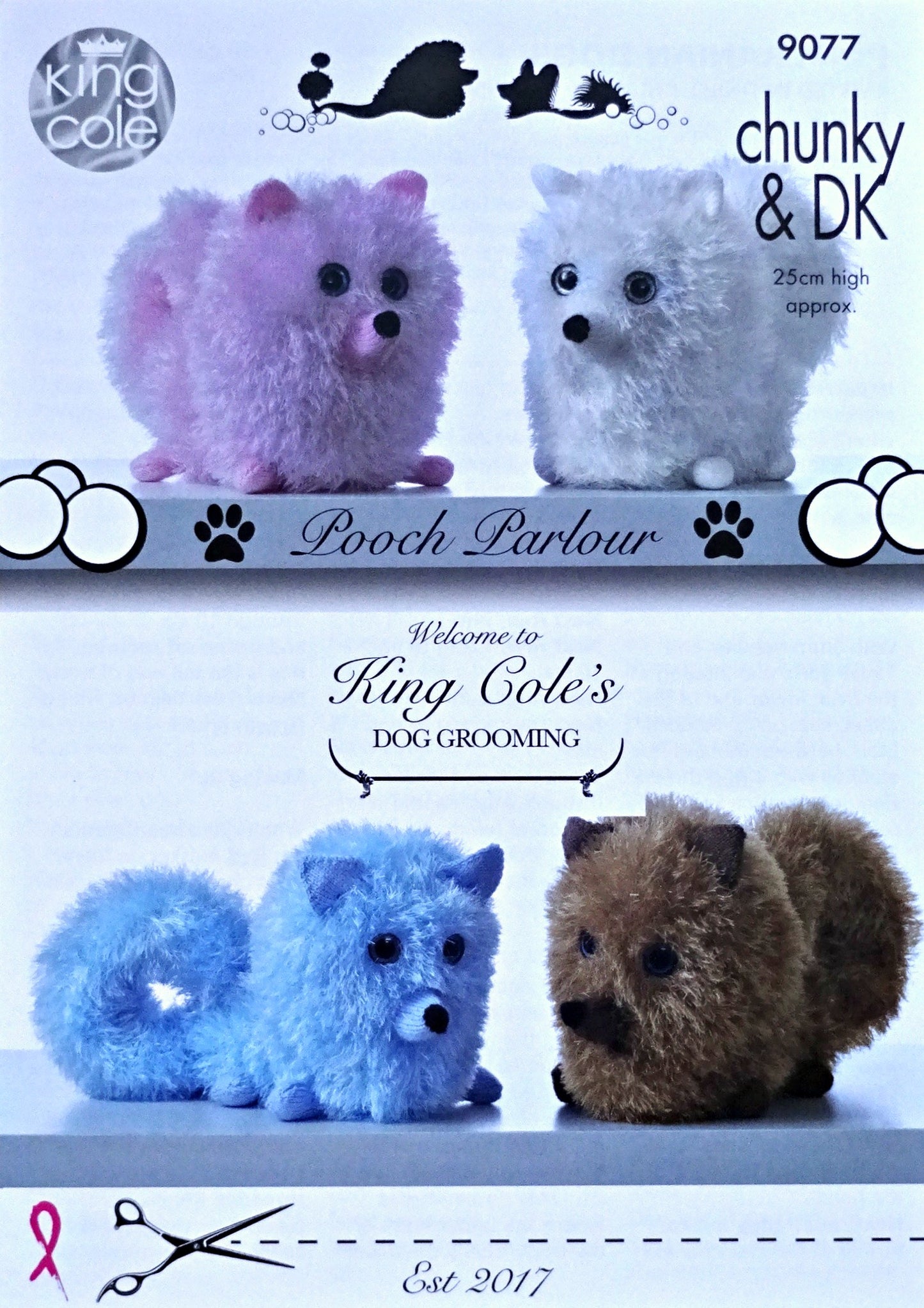 DIGITAL Knitting Pattern Pomeranian Dogs Soft Toys Tinsel Chunky 9077