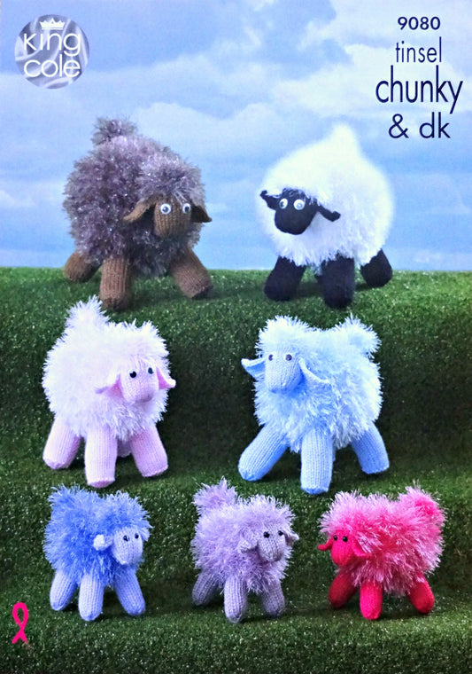 DIGITAL Knitting Pattern Tinsel Sheep Knitted Stuffed Toys 3 sizes Chunky King Cole 9080