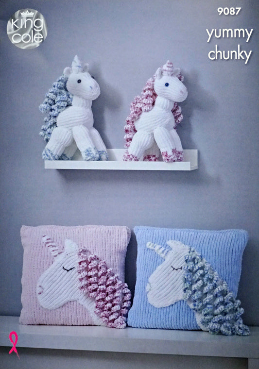 DIGITAL Knitting Pattern Soft Toys Unicorn Toy & Cushion Yummy Chunky King Cole 9087