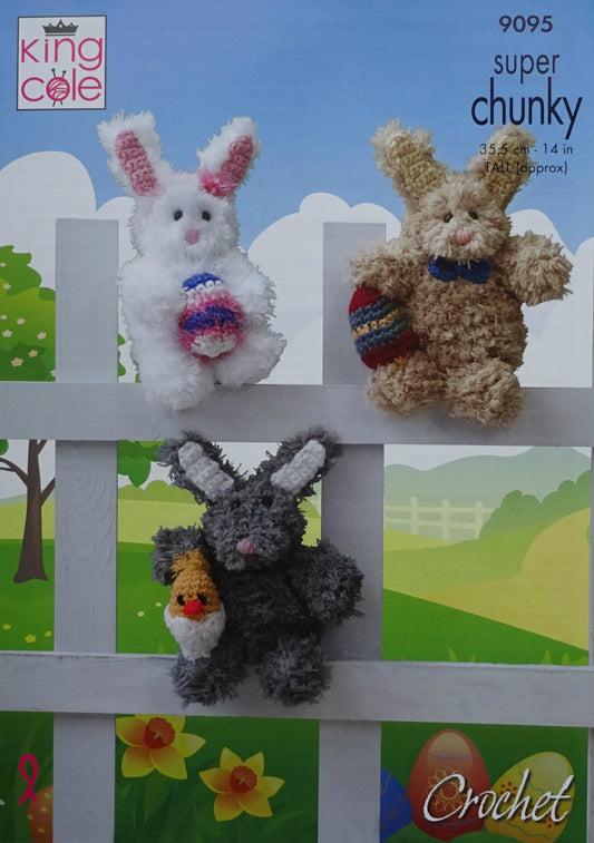 DIGITAL Crochet Pattern Easter Bunny and Eggs Soft Toys Super Chunky King Cole 9095