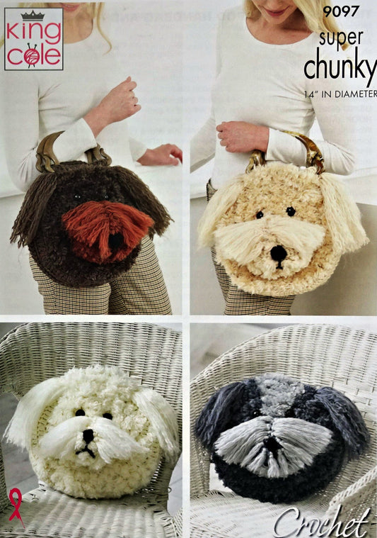 DIGITAL Crochet Pattern Dog Handbag and Pyjama Case Super Chunky King Cole 9097