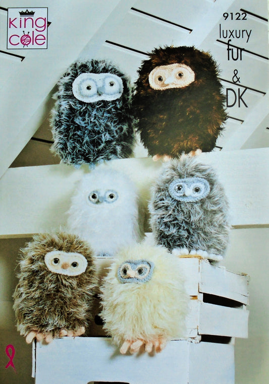 DIGITAL Knitting Pattern Stuffed Soft Toy Owls in 3 sizes DK King Cole 9122
