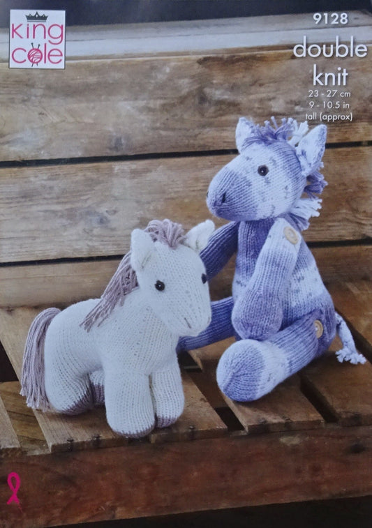 DIGITAL Knitting Pattern Pony Stuffed Toys 2 designs DK King Cole 9128