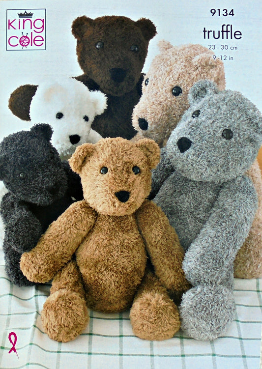 DIGITAL Knitting Pattern 2 Sizes of Teddy Bear Soft Toys DK King Cole 9134