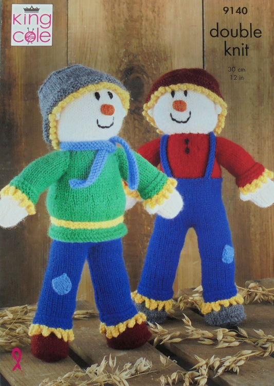 DIGITAL Knitting Pattern 2 Styles Scarecrows Stuffed Toys DK King Cole 9140