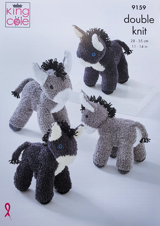 DIGITAL Knitting Pattern 2 Sizes Donkey Stuffed Toys DK King Cole 9159
