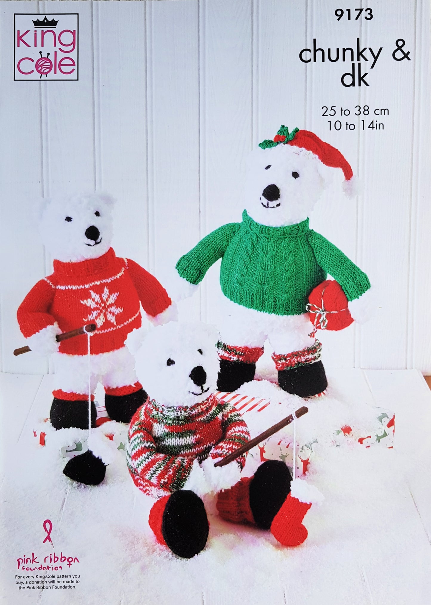 DIGITAL Knitting Pattern 2 Styles Christmas Teddy Bears Soft Toys Cuddles Chunky King Cole 9173